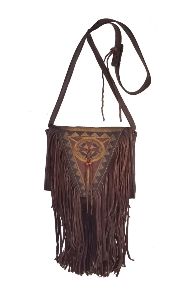 (image for) Painted Leather Shoulder Bag With Fringe